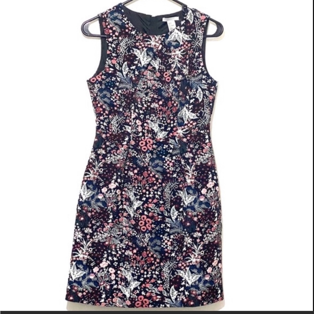 H&M embroidered floral dress with zipper detail